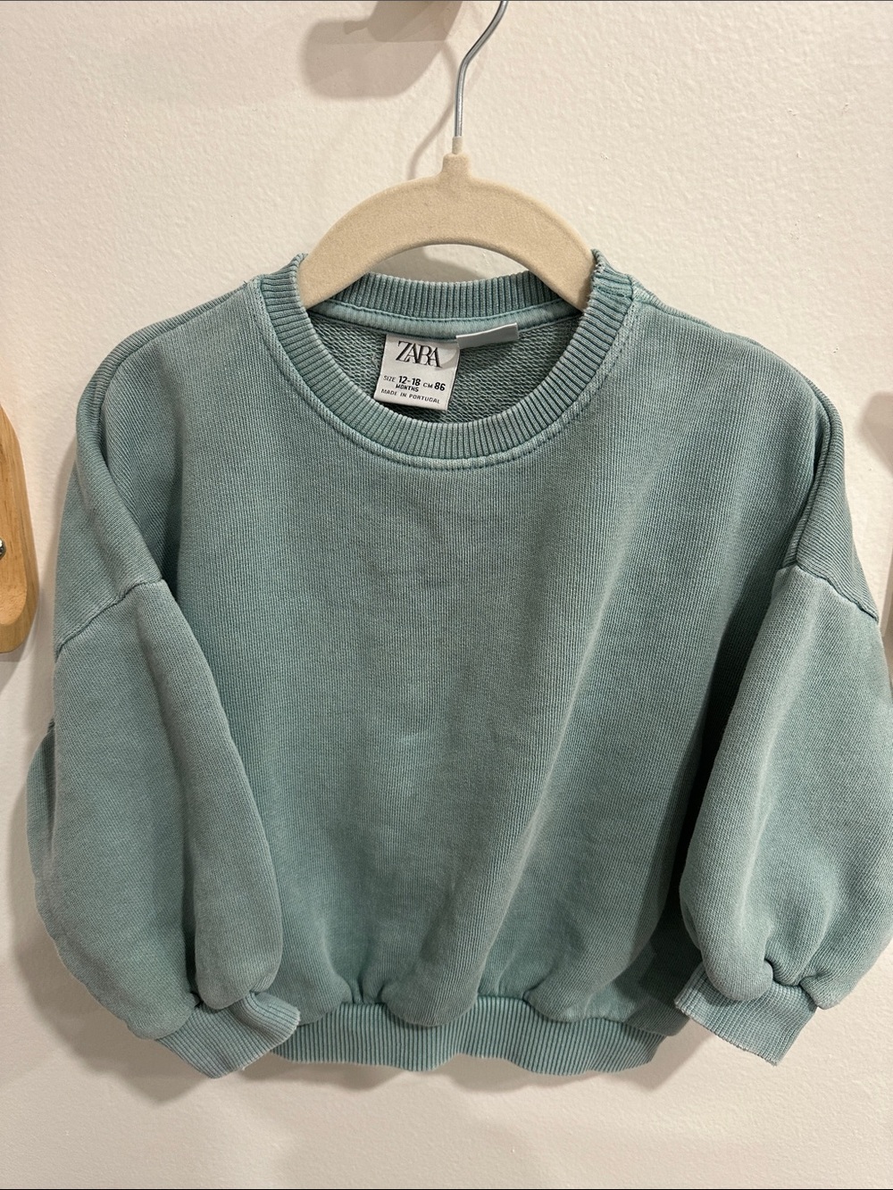 ZARA KIDS Sage Green distressed Crewneck Sweater